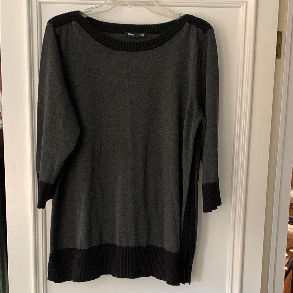Plus size Dark Gray Women's Sweater with Black Accents